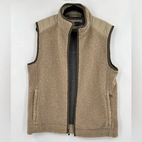 ๐ NWOT Vineyard Vines Nantucket Sherpa Vest Island Khaki Beige Tan Brown Medium - Picture 5 of 16